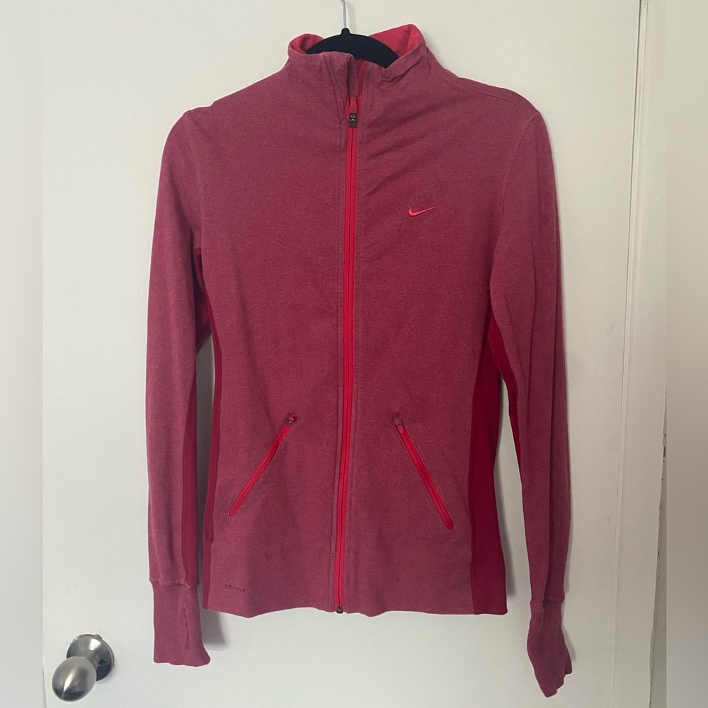 Red Nike zip up sweater